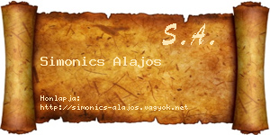 Simonics Alajos névjegykártya